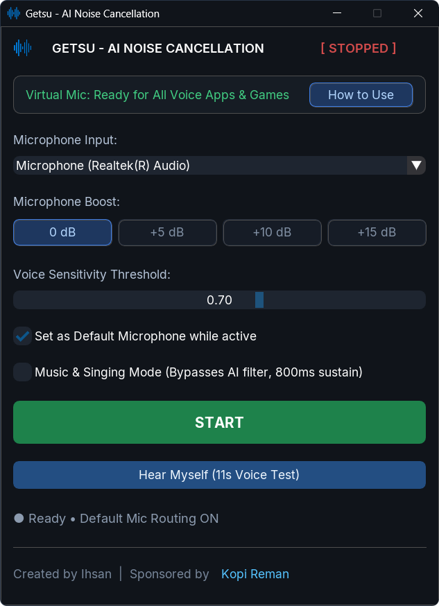 Getsu Windows Application Screenshot